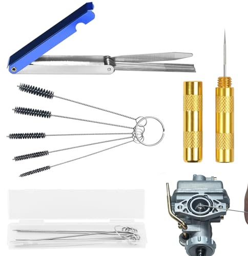 4 Kit Pezzi Ago di Pulizia Carburatore, Carbon Dirt Jet Cleaner, Pulitore Carburatore con 5 Spazzole in Nylon Riquadro, Punta Della Torcia di Carboidrati per Moto ATV Ciclomotore