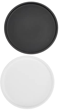 KITANDOVE 2pcs European Style Cement Ceramic Plant Pot Saucers White Black Thickened Material Drip Tray for Succulent Pots