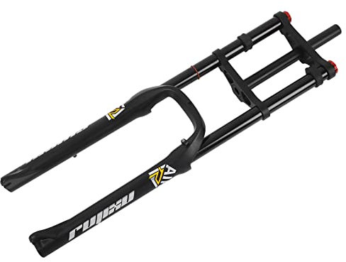 Mountainbike-Federgabel, 66 cm, 140 mm, 4,0 Reifen, Fatbike-Gabel, doppelte Schulter, 3,8 cm Rückprall, verstellbare Vorderradgabel, passend für Schnee, Strand, E-Bike, QR, 9 x 135 mm (Farbe: schwarz)
