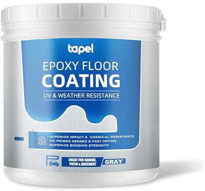 Tapel 3-in-1 Epoxy Floor Coating - Slate Grey 1L (5m²), Primer+Paint+Clear Coat | Non-Slip UV-Resistant for Concrete Garage Floors, Basements & Warehouses – Fast-Drying, Hot Tire Pickup Resistant