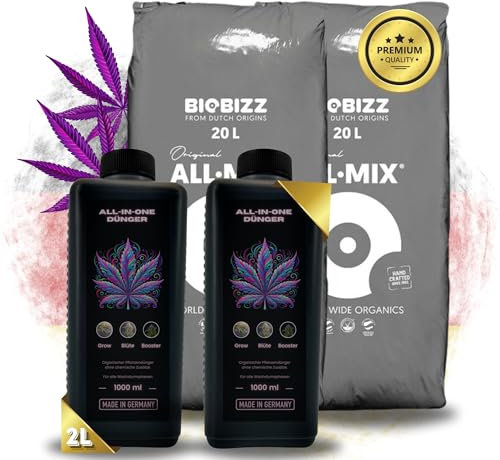 TronicXL 2 abonos todo en uno para BioBizz + 2 sacos All Mix Grow Tierra para cultivo y floración Allmix Juego completo de cultivo Try Pack