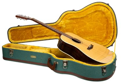 Crossrock Master Series Gitarrenkoffer, für Gibson J-45 / Martin D-Style Dreadnought Gitarren, Malachitblau Eco-Tweed, Ledergriff, Samt-Innenfutter (CRW720DMB)