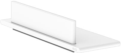 Keuco Rose Duschablage 32,8 cm, mit Abzieher, ohne Bohren, weiß matt | aus Aluminium, Made in Germany, inkl. Klebeset und Schraubset, Duschregal mit Duschwischer zum Kleben oder Schrauben