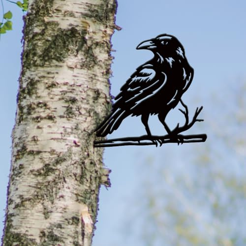 SUPERDANT Decoration Jardin Exterieur avec Oiseaux Ornement avec Silhouette Noire Extérieure Animaux Piquets Décoration Fer Forgé pour Jardin 20x29cm