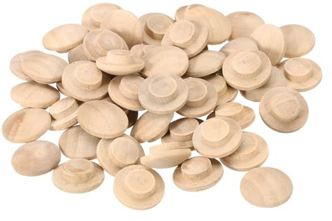 QUARKZMAN Holzlochstopfen, 50 Stück 18x10mm Abdeckkappen für Bohrlöcher Runde Kopf Hartholz Schraubenabdeckung Schraubenlochstopfen für Möbel Tische Stühle Schränke Bastelprojekte