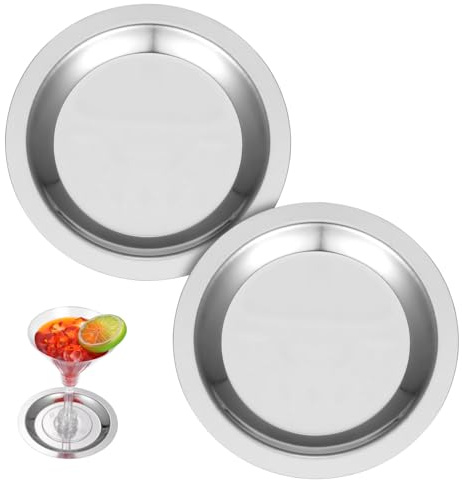 VICASKY Sottobicchieri Coasters in Acciaio Inossidabile 2pezzi per Bottiglia di Vino Rotondi Funzione Antiscivolo e Isolamento Termico per Hotel e Coffee Shops