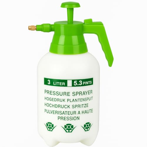 BURAKH Pulvérisateur de jardin à pression 1 L et 3 L avec buse réglable et sangle de transport pour mauvaises herbes, jardin, pulvérisateur à pompe pour pesticides (3 litres)