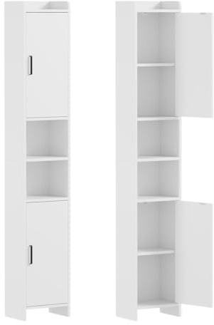 Homullel 30 cm Breit Badezimmerschrank 170 cm Hoch Schmal Hochschrank für Bad, Schmaler Badschrank Küchenschrank Buffetschrank für Küche, Badezimmer (Weiß,170 cm)