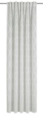 Sehlbach Tenda pronta per l'uso con fettuccia, Design a onde, Bianco, 135 x 245 cm, Tessuto opaco, Certificato Oeko-Tex, Fissaggio facile, Eleganza senza tempo