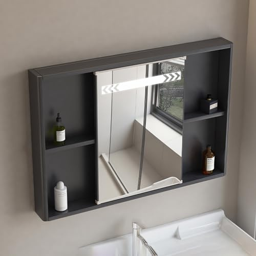 Armoire à Pharmacie pour Salle de Bain avec Miroir et lumières LED, Armoire à Pharmacie Moderne avec Porte coulissante, Armoire de Rangement Murale Moderne pour Salle de Bain, Cuisine, coulo