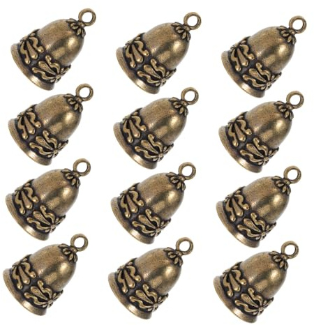 Healifty 12 Pezzi Campane Vintage in Ottone Forma di Campanella Retrò per Decorazioni da Porta Ciondoli Artigianali per Gatti e Cani Campanelli per Vento Addobbi Natalizi e Progetti Te