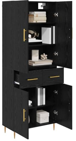 vidaXL Alacena Roble Negro 69,5 x 34 x 180 cm Madera de ingeniería