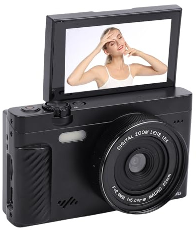 Sxhlseller Cámara Digital 4K para Fotografía, Cámara de Vídeo WiFi de 75 MP con Pantalla Abatible de 3,0 Pulgadas, Cámara de Viaje WiFi con Enfoque Automático y Zoom de 18x, Función de (Black)