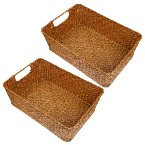 MAGICLULU Cestas Tejidas de Mimbre para Servir Pan y Comestibles 30X20X10 CM 2 Unidades Canastas Portátiles para Cocina y Picnic