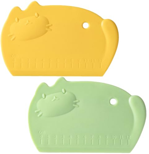 Kichvoe Raspadores de Masa de Silicona 2 Piezas Diseño de Gato Cortador Multifunción para Hornear Herramienta Práctica para Repostería y Cocina Color Mezclado Color