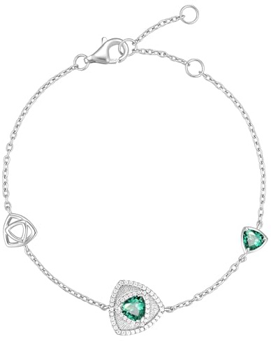 FANCIME Trinity Leroy triangel födelsesten armband dam 925 sterlingsilver kedja ädelsten armband årsdag födelsedag alla hjärtans dag fina smycken presenter för kvinna dina kvinnor, Sterlingsilver