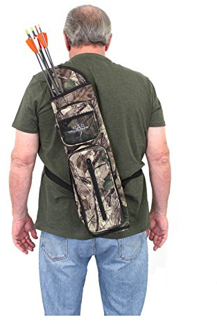SAS Archery Back Arrow Quiver Hunting Target with Two Front Pockets (Camo, Right)
