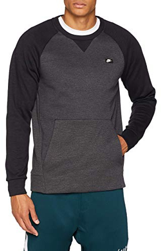 Nike Mens' Nike Sportswear Optic Crew Long Sleeved T-Shirt, HTR/Black, Large