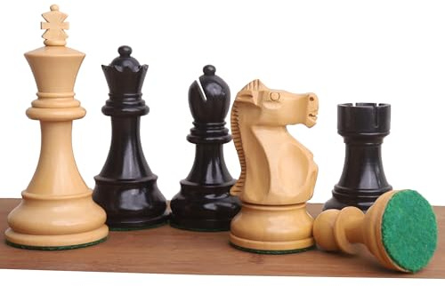 RoyalChessMall - 1972 Championship Fischer Spassky Chess Pieces Set - Triple Weighted Ebony Wood & Boxwood