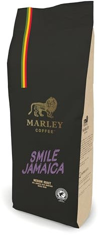 Marley Coffee 20% Jamaica Blue Mountain Medium Roast Coffee Beans 1kg - Smile Jamaica Blend - Marley Coffee - From The Marley Family - Rainforest Alliance Certified - Strength 3