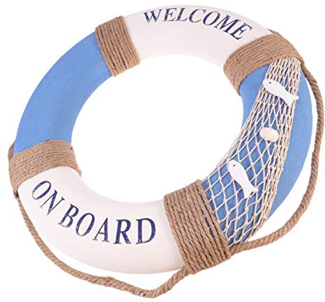 50cm Deko Rettungsring Schaumstoff Vintage Retro Schwimmkreis Welcome on Board Reifen Dekoration Deko zum Aufhängen für Bar Fenster Hintergrund Wanddeko