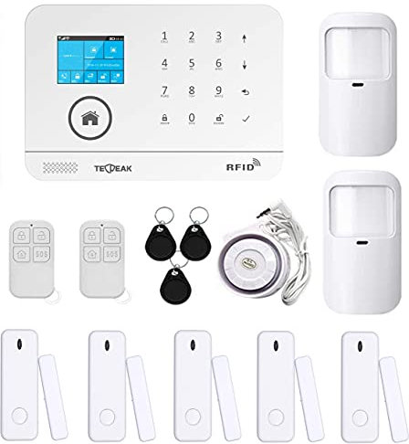 Sistema di Allarme Domestico Senza Fili, TecPeak Kit di Allarme WiFi/GSM con Sicurezza Sirena Fornisce un Modo Altamente Efficace per Proteggere il tuo Casa e Ufficio (A4)
