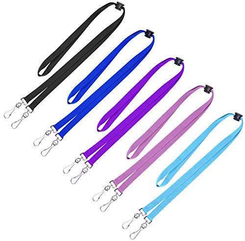 Wisdompro 10 Stück Schlüsselband mit Schnappverschluss mit Enstellbarer Länge, Schlüsselbänder mit Doppelt Fahnenmast Clip, Lanyard für Ausweise, Schlüssel