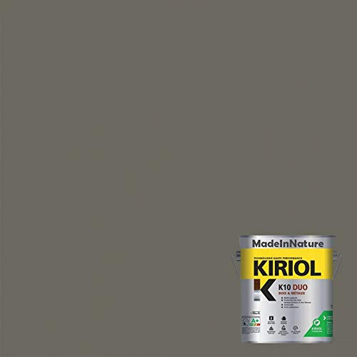 Peinture Bois et Métaux, Sous couche et Finition, Antirouille, sur Fer, Acier Galvanisé, même rouillés, très opacifiant, de MadeInNature (0.75 litre pour 10 m², soit 5 m² pour 2 couches, RAL 7039)