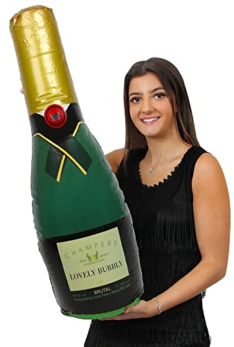 Bouteille de champagne gonflable géante – X 3–73 cm – Bouteille gonflable gonflable pour anniversaire, anniversaire de mariage, nouvel an, accessoire de décoration de fête ou accessoire de piscine