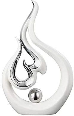 LGYKUMEG Keramik Dekorationsobjekt Silber, Home Deko Wohnzimmer Modern Abstrakte Skulptur Deko,Stilvolle Spirale Deko aus Keramik,für Tischdekoration Büro Wohnung Skulpturen Und Statuen,Weiß,Groß