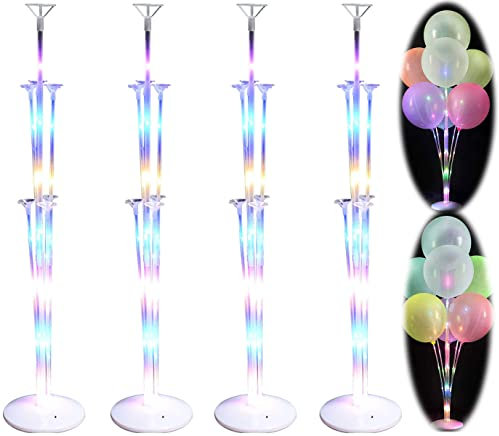 4 Supporti per Palloncini, Supporto per Palloncini a LED, Supporto per Palloncini da Tavolo per Feste, Compleanni, Natale, Decorazioni per Matrimoni