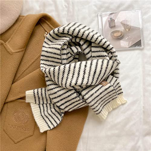 Bysonglezai Schals Damen Tücher Halstuch Scarf Gestreifte Frauen Weichelastischer Strickschal Skinny Fashion Halstuch Foulard WJ35-1