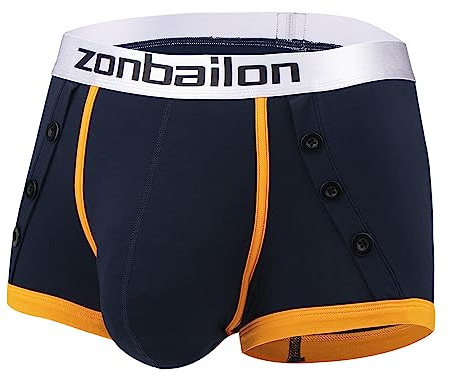YAHWULAI Boxer da uomo in materiale morbido Big Ball Pouch vita larga fibra di bambù senza bordo, Blu scuro, M