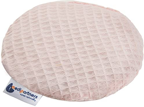 Medi Partners Kirschkernkissen Mikrowelle für Babys 180g rund 15cm Körnerkissen Wärmekissen 100% Baumwolle Öko Natur - Kirschkernkissen Wärme + Kältetherapie Massagetherapie (Rosa Waffel)