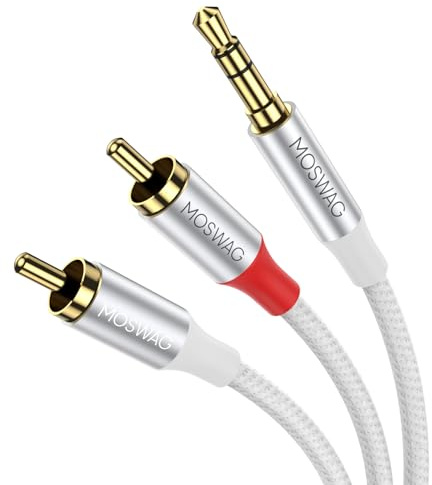 MOSWAG Jack 3.5mm Mâle vers 2 RCA Mâle Stéréo Audio 10M
