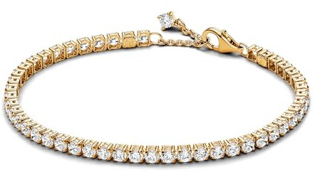 PANDORA Timeless Funkelndes Tennisarmband aus Sterling-Silber mit vergoldetre Metalllegierung und Cubic Zirkonia, Timeless Kollektion, 16cm, 561469C01-16