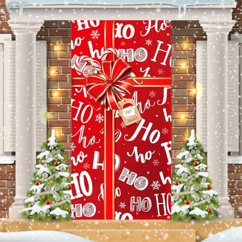 Forhome 200 x 90 cm Weihnachten Türabdeckung Dekoration, Banner für Haus Wand Tür Vorhang Weihnachtsfeier Deko, Fotografie Hintergrund (Geschenkbox)