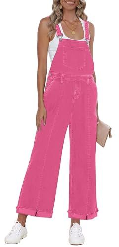 Roskiky Overall Damen Denim Loose Fit Wide Leg Bib Stretch Baggy Jeans Y2K Comfy Jumpsuit Damen Elegant