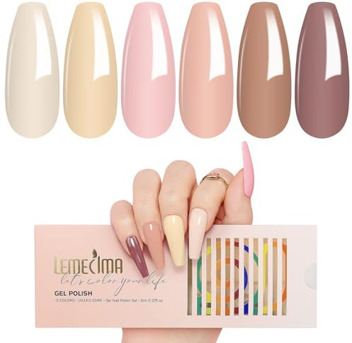 Lemecima UV Gel Nagellack Nude the Orange, Professional 6 Farben Maniküre Set, Soak-Off Nagellack Geschenk für Nagelstudio DIY Home, 8 ML-Nude the Orange