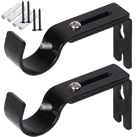 Supporto Palo per Tende in Metallo, Staffa da Parete Gancio per Tende,2 Pezzi Staffa da Soffitto Bastone per Tende Supporto Staffe per Bastone Staffa per Binario Tenda Bastone per Tende
