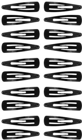 Righe e Pois fermacapelli - 20 fermagli per capelli clic clac in metallo verniciato da 5 CM - Confezione da 20 mollettine per capelli donna (Nero)