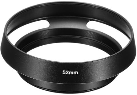 PATIKIL Parasol de 52mm, Estándar con Superficie Mate Ventilada y Antirreflectante en el Interior para Objetivos de Cámara Universales, Negro