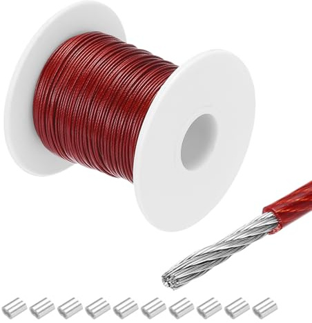 QUARKZMAN Câble en Acier Inoxydable 304 100 Pieds 30 m 5/64 2 mm Rouge