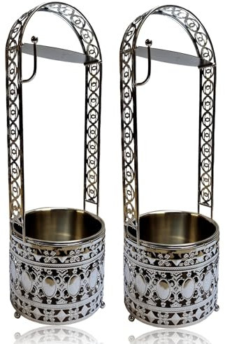Bayli Shisha Kohlebehälter | 41 cm Kohlekorb für die Shisha, Wasserpfeife Kohle | 2er Set Grillkohlekorb mit Zangenhalter | Charcoal Basket - Farbe Silber | Kohlezubehör für Shishas & Wasserpfeifen