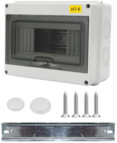 Sicherungskasten Aufputz, IP65 Waterproof Sicherungskasten Aufputz, Sicherungskasten Staubdicht, Aufputz Verteilerkasten für Gärten Außenbereich Villen Ladesäulen 8 Modul 20 x 15,2 x 9,3 cm
