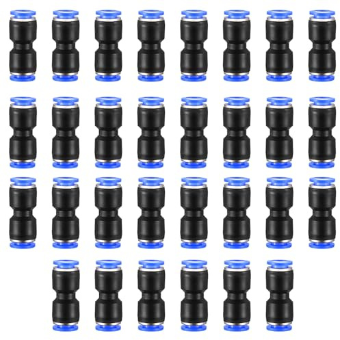 BieMian 30 Stück gerade Pneumatik-Steckverbinder 8mm für Druckluft | 30 Stück gerade 8mm Push-in-Verbinder. Dicht, rostfrei, für Druckluft. Einfache Montage ohne Werkzeug.