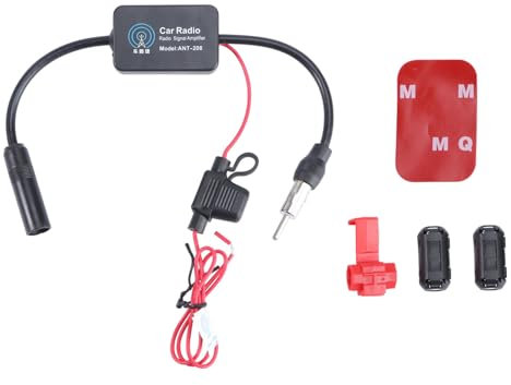 DOITOOL Amplificador De Antena De Coche FM Am Dispositivo De Ganancia De Señal Antena para De Recepción De Radio Vehículos Fácil Instalación Color Negro