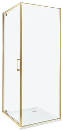 Cabina de ducha cuadrada de vidrio templado una puerta dorado 70 x 70 x 185 cm Darli