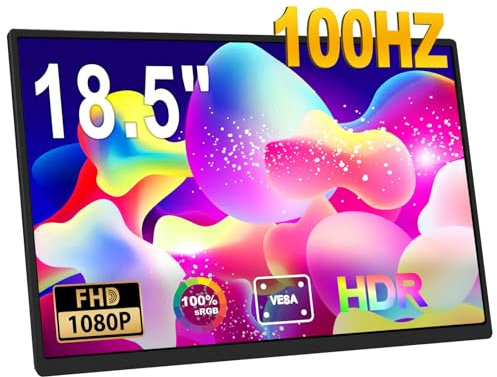 SSYA 18.5 inch Portable Monitor,100HZ 100% sRGB 1080P USB-C HDMI Second Screen for Laptop,PC,Phone,PS,Xbox,Swich,IPS Full HD Work and Gaming external Screen Monitor