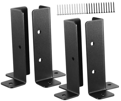 Veemoon 4sets Heavy Duty Carbon Steel Post Brackets for Deck and Wooden Fence Support Pergola Post Base Brackets with Simple Installation Corrosion Protection Multi-use for Mailbox